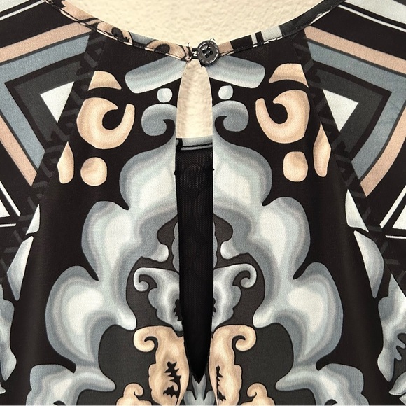 Hale Bob Emery Dress A-Line Sleeveless Stretch Blue Black White Gray Size Small - Picture 10 of 16